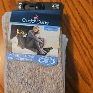 NWT Cuddl Duds 2 Pk Brown & Cream Casual Socks with Textured Knit. Sz 4-10